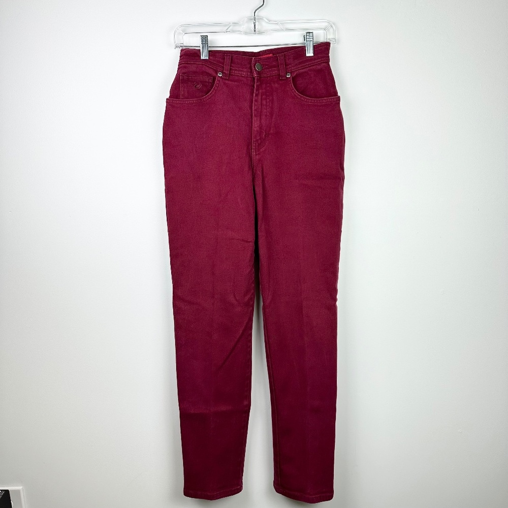 Gloria Vanderbilt High Rise Maroon Mom Jeans Size 8